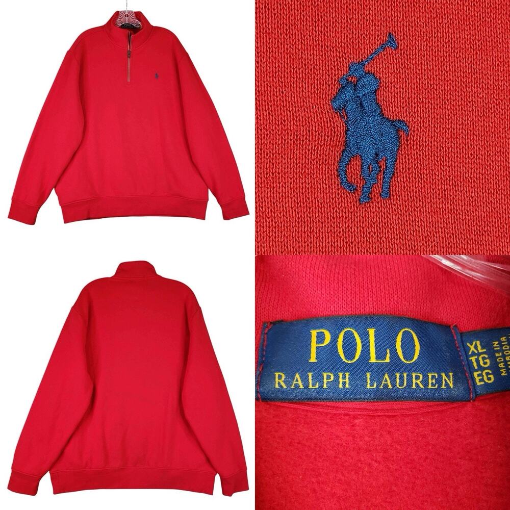 Polo Ralph Lauren Quarter Zip Sweater Red Men’s Size XL Knit Long Sleeve